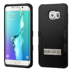 Funda Protector Samsung Galaxy S6 edge plus Negro Triple layer c/pie metalico